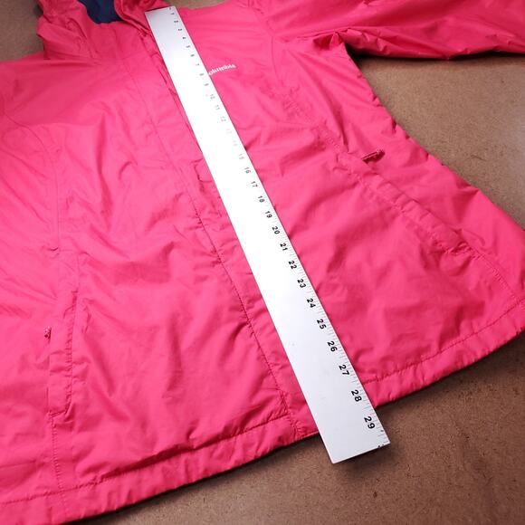 Columbia Hooded Rain Jacket Women L Pink Omni-Tech Lined Winter Outdoor Techwear - Picture 7 of 11